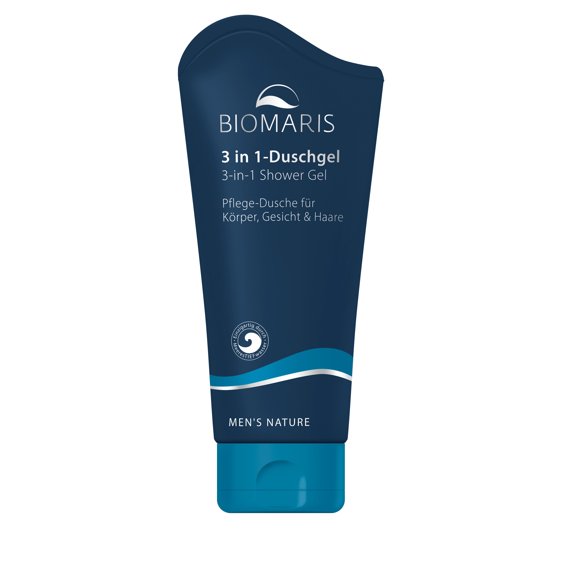 3 in 1-Duschgel für Männer in blauer Tube mit Klappdeckel
