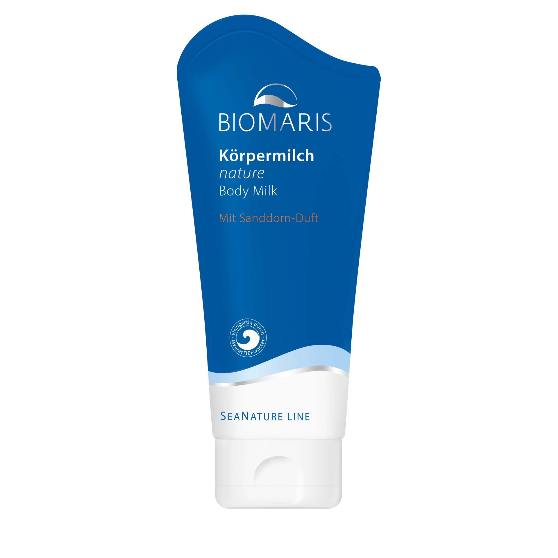 Körpermilch nature in blauer Tube mit weißem Klappdeckel